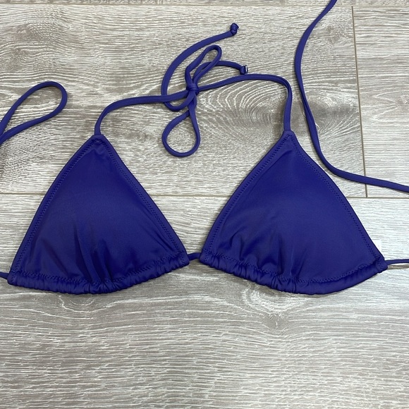 NWOT Victoria Secret Bikini Crochet Side Tie Bottom Triangle Top Blue M - Picture 9 of 16